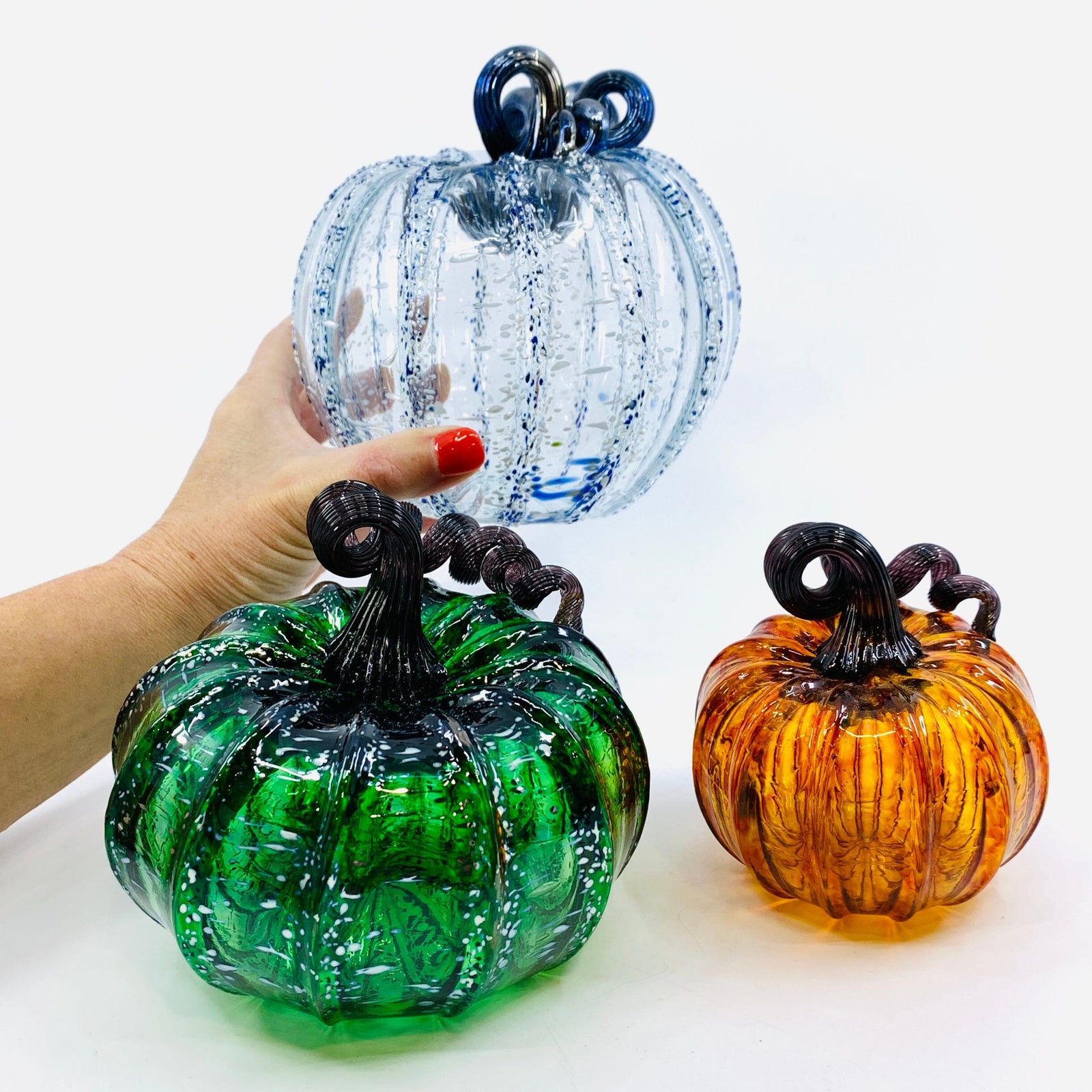 Daily Pumpkin 829 Centerpiece Trio Gabby Luke Adams Glass Blowing Studio 
