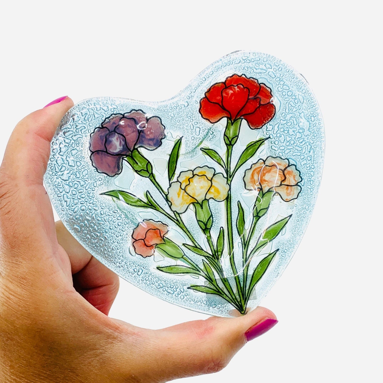Fair Trade Heart Plate 8 - Carnation Dishware Pam Peana 
