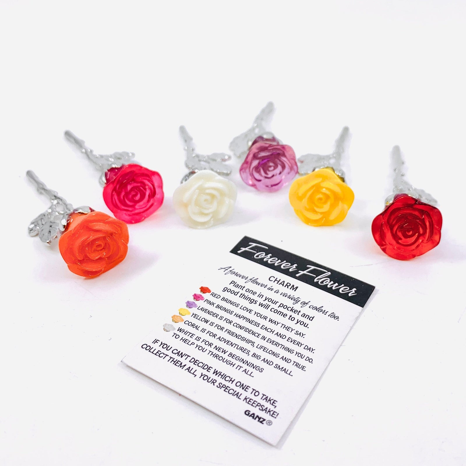 The Forever Flower Pocket Charm 130, Pink - Happiness Miniature GANZ 