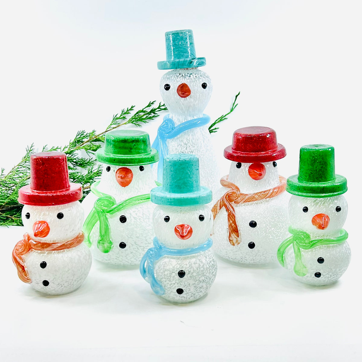 Blown Glass Snowman - Red Scarf