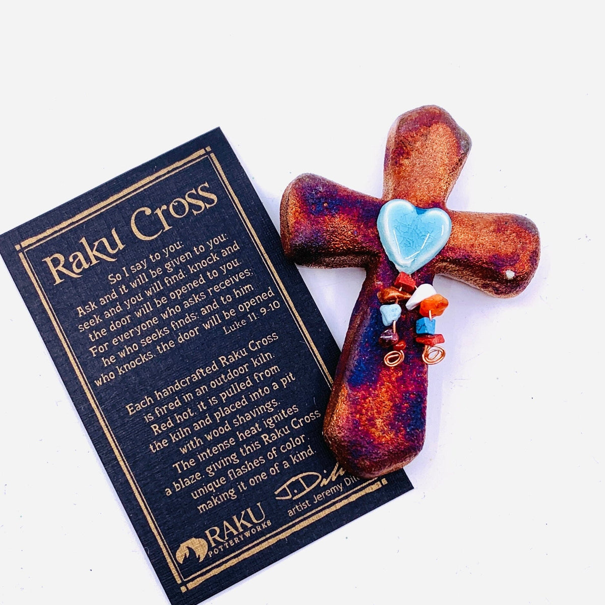 Raku Cross Home Decor Joy Crafters INC Heart 