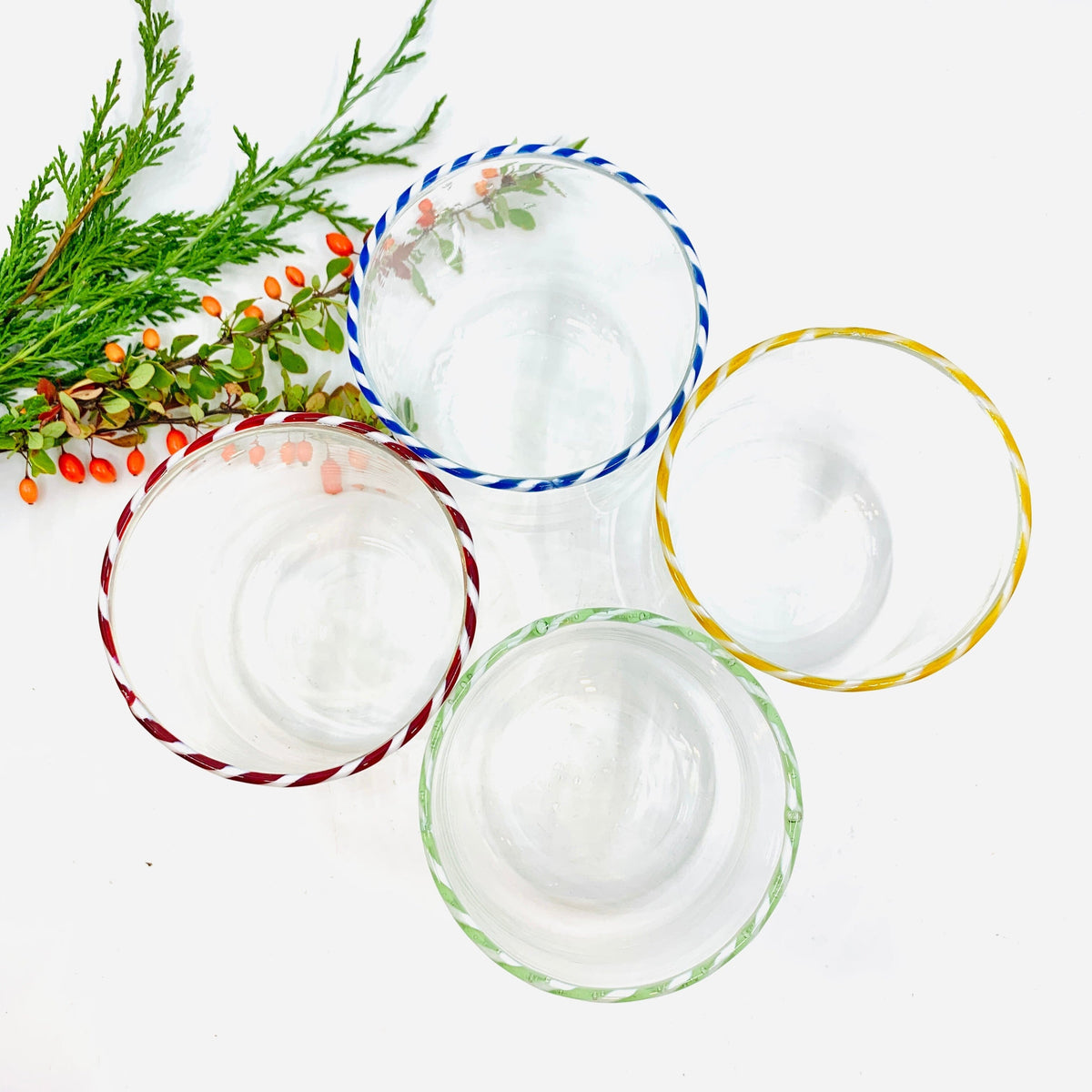 Candy Cane Rim Glass, Gold Decor Creative Co-Op 