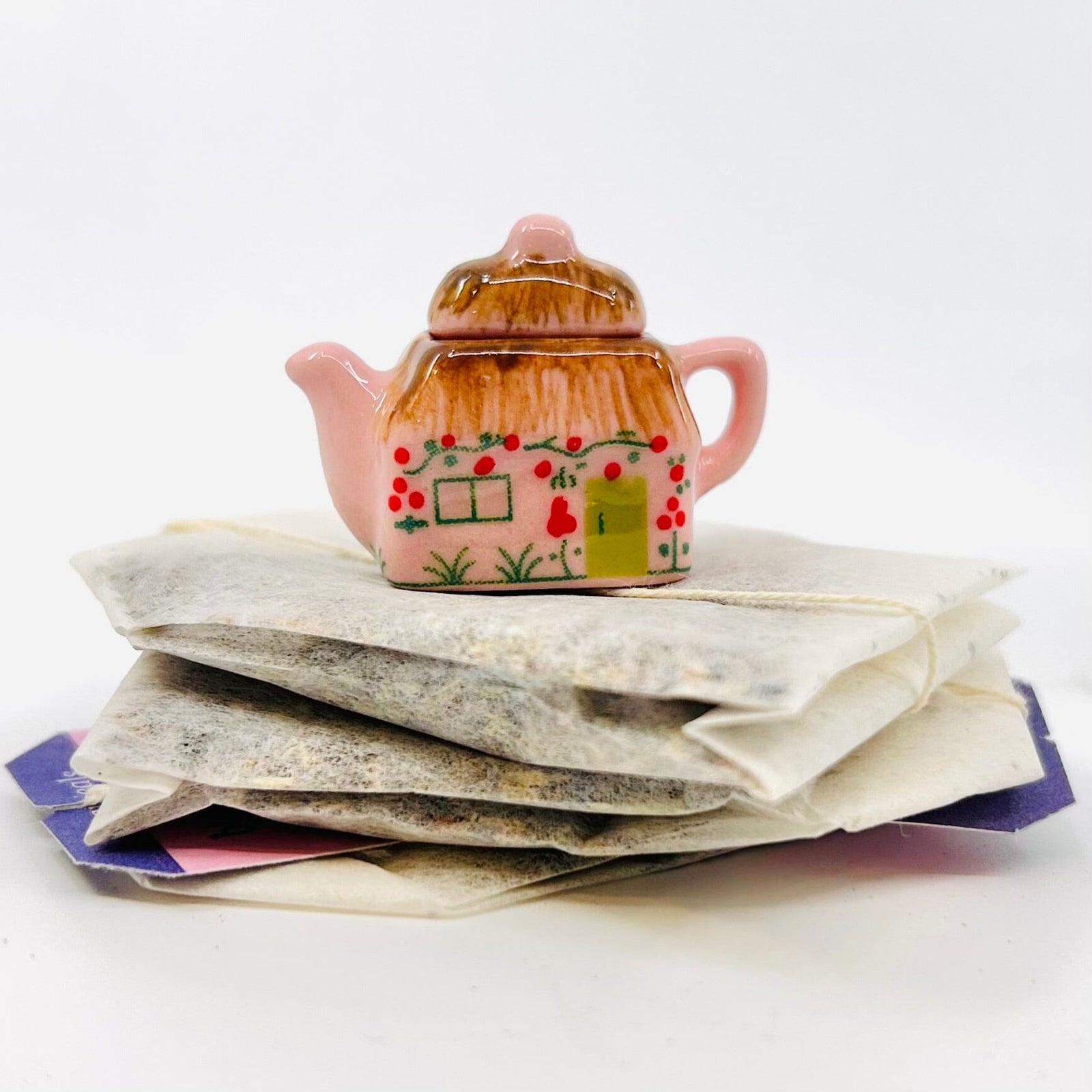 Tiniest English Cottage Tea Pot Miniature - 