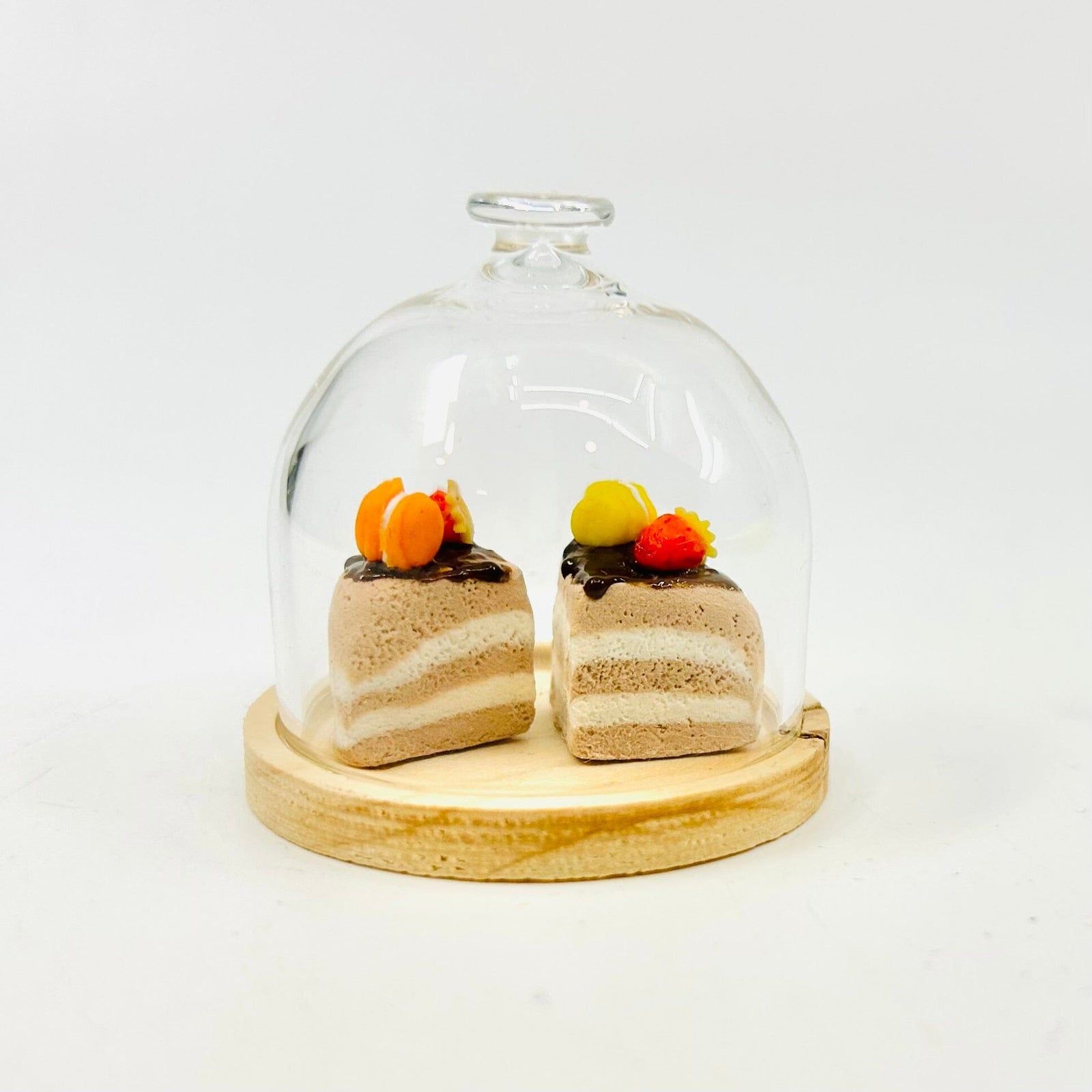 Tiniest Italian Rum Cake with Glass Dome Miniature - 