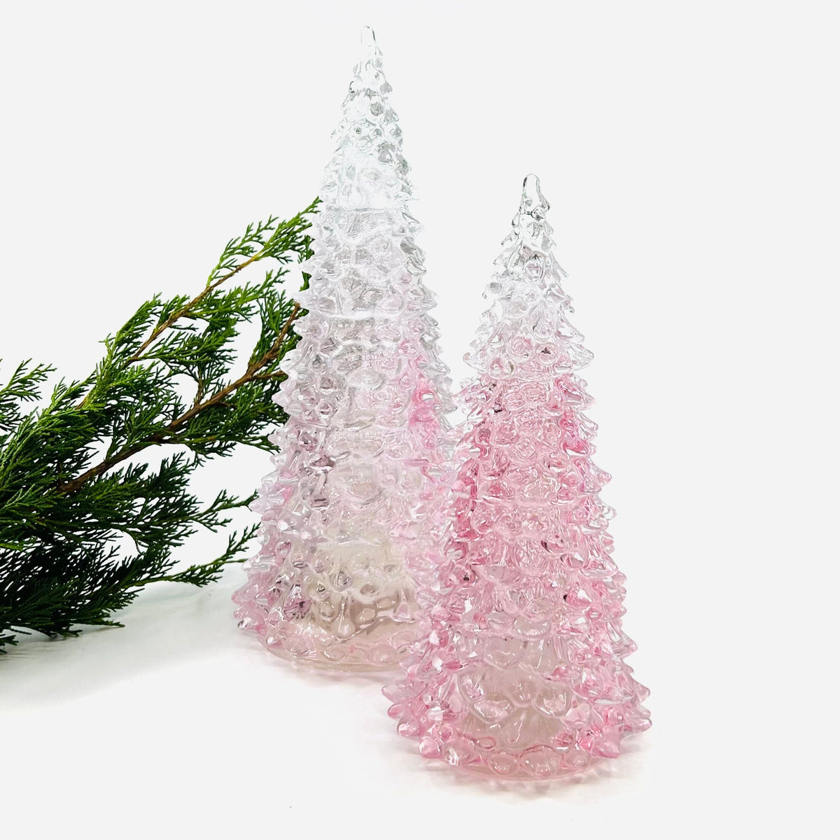 Pink Blown Glass Tree Diamond Star 
