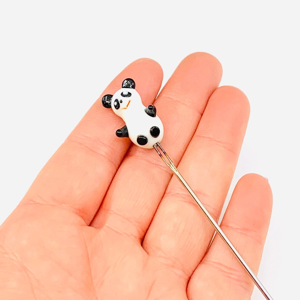 Tiny Glass Animal Garden Stake 17, Panda Decor - 