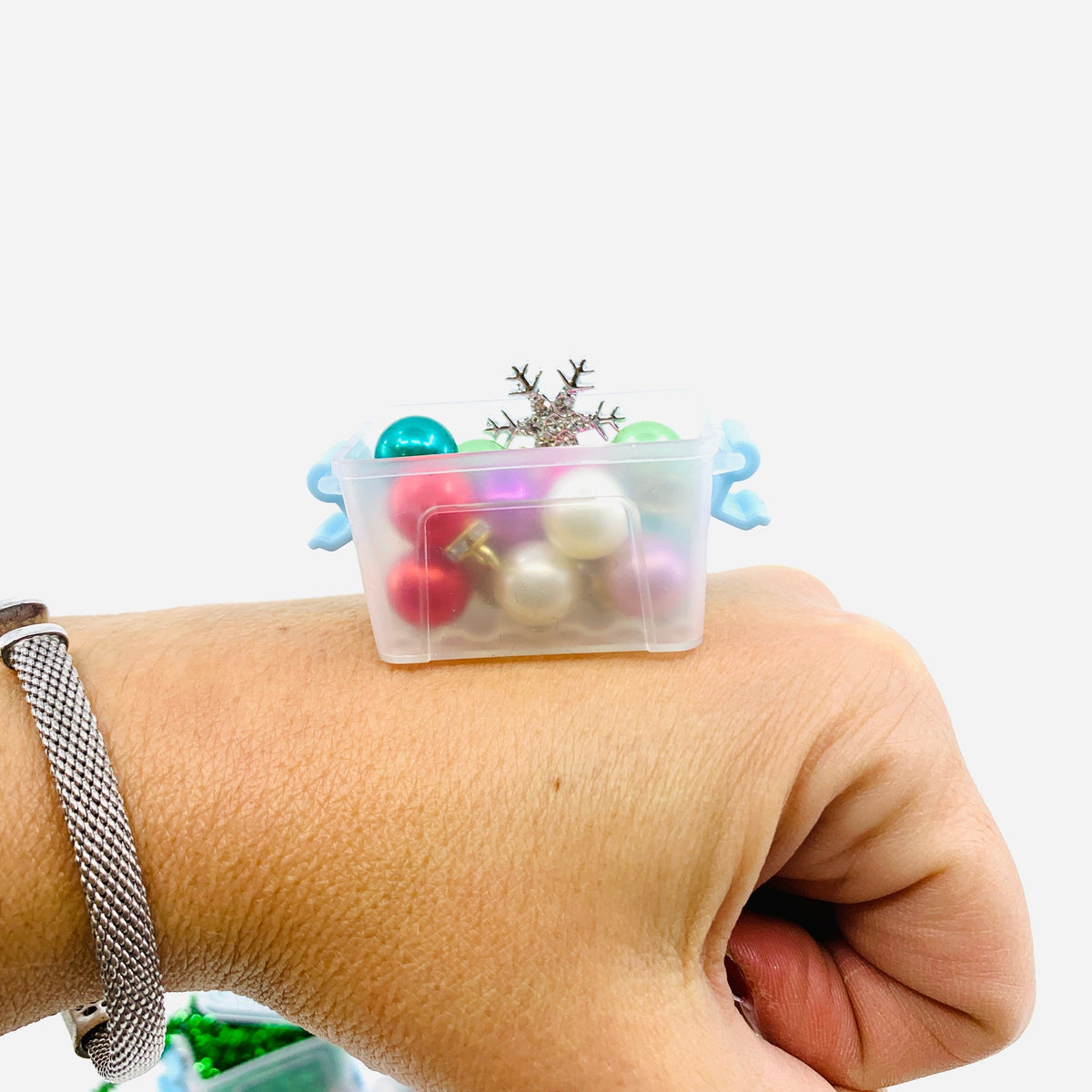 Tiny Attic Tote of Christmas Bulb Ornaments Miniature - 