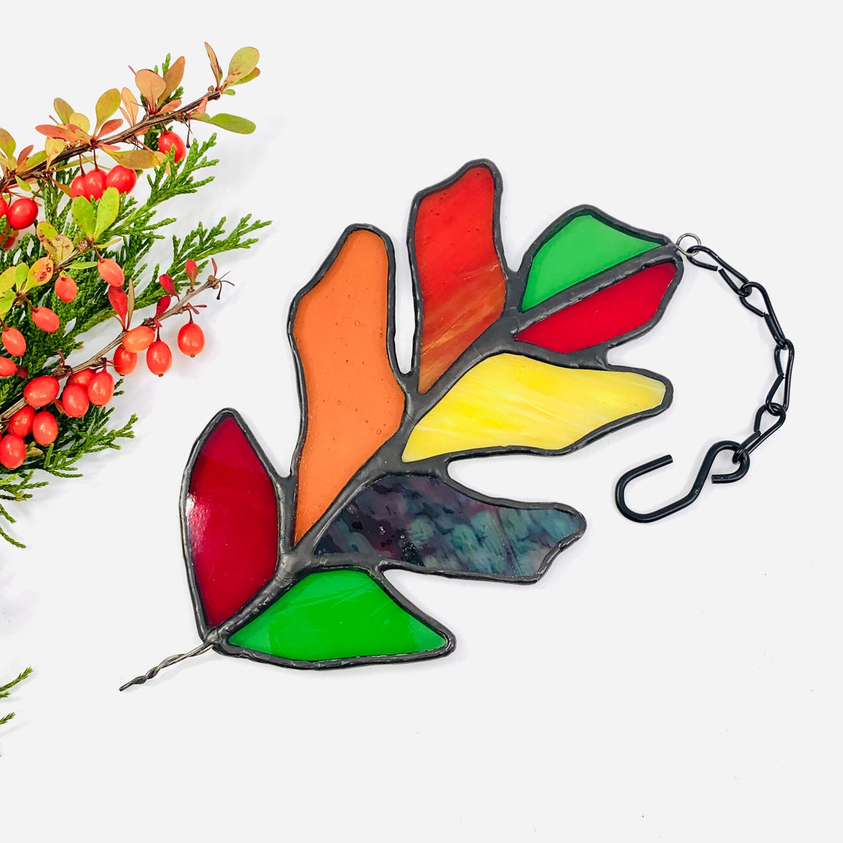 Stained Glass Suncatcher, Fall Leaves Decor Michelle Bachand Dowling 