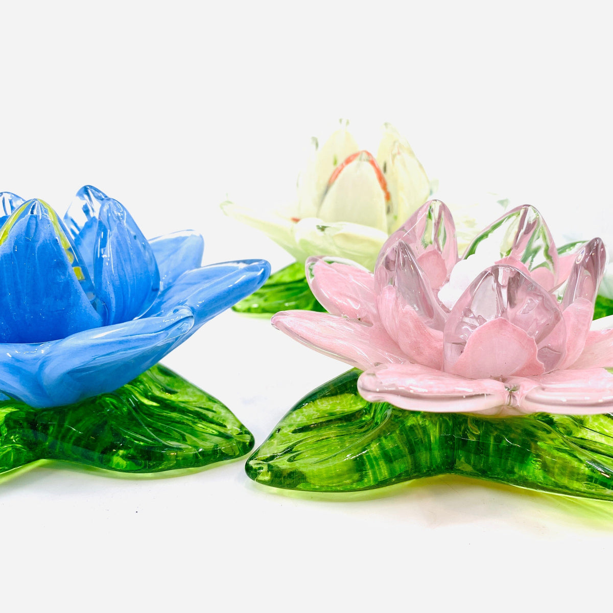 Glass Lotus Flower, White Decor Diamond Star 