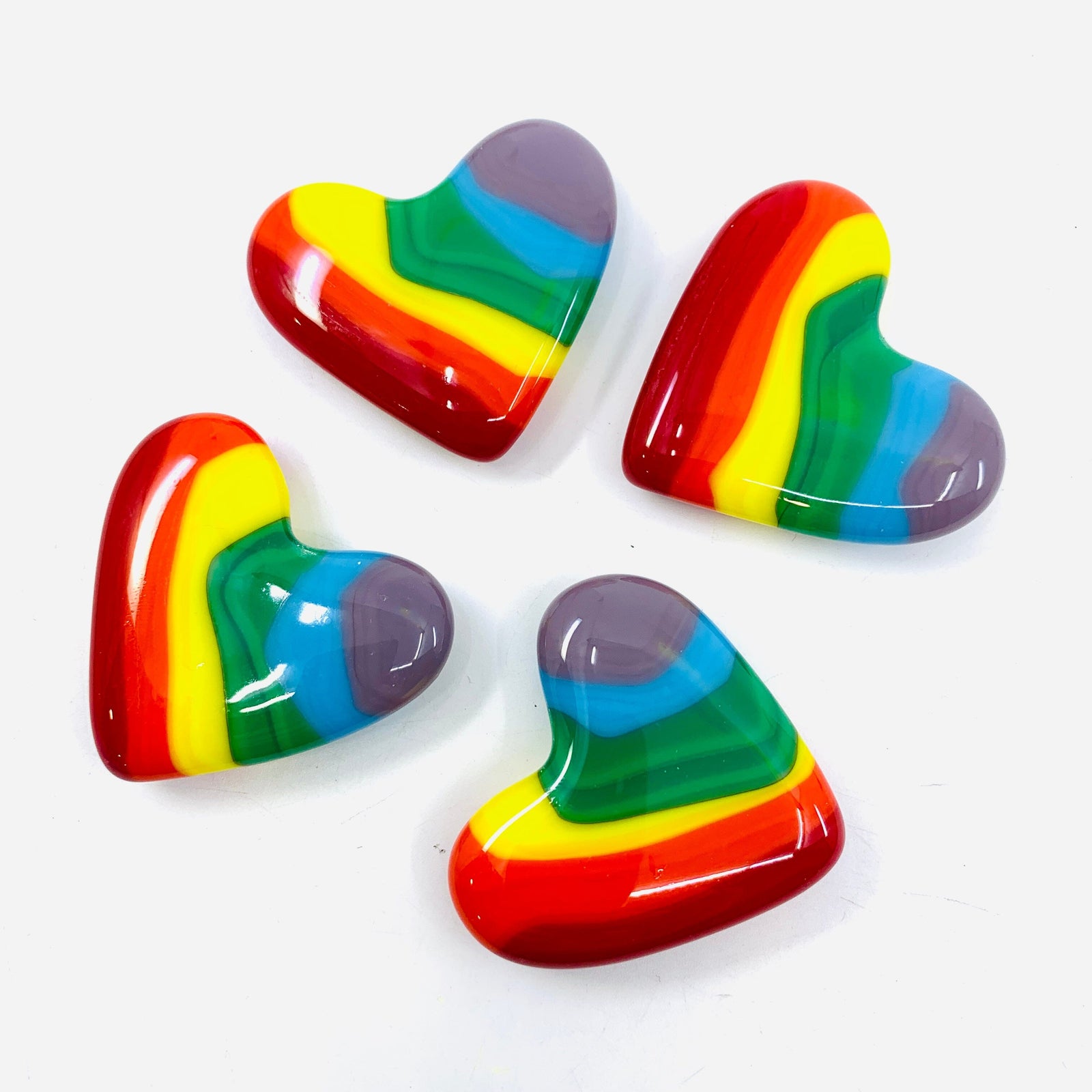 Fused Pocket Heart, Opaque Rainbow Miniature Jean 