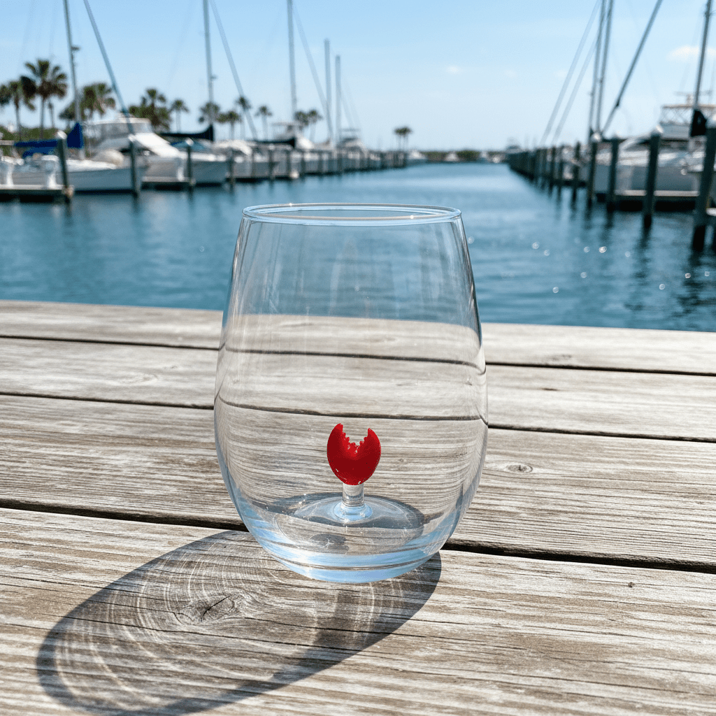 16 oz Large Pour Wine Glass, Claw Decor Chesapeake Bay 