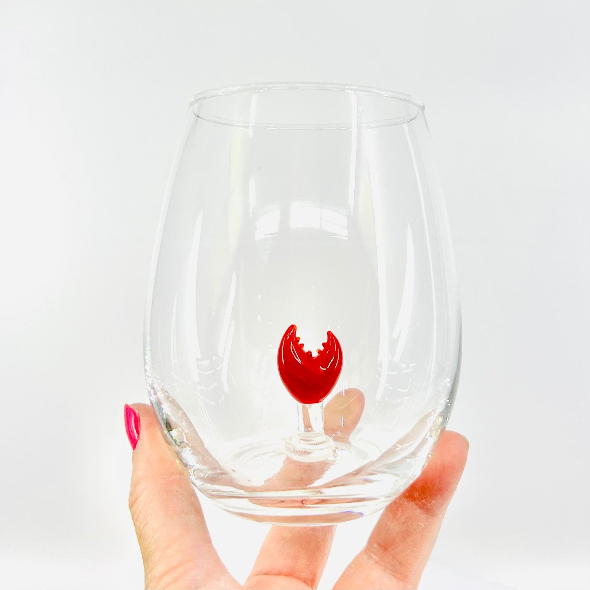 16 oz Large Pour Wine Glass, Claw Decor Chesapeake Bay 