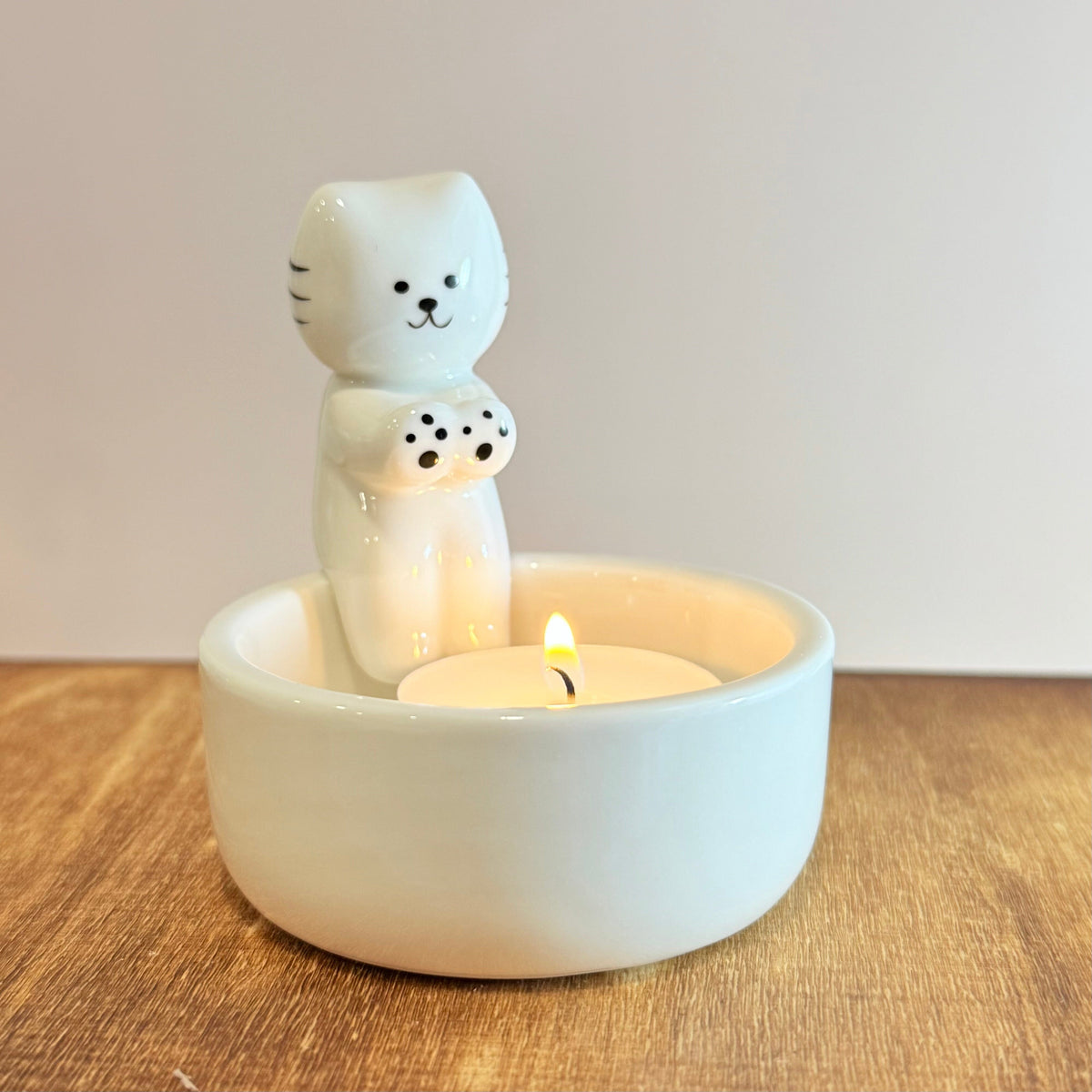 Figurine Tealight Holder Decor Creative Co-Op Cat 