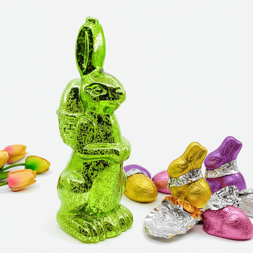 Mercury Glass Easter Rabbit 10"- Green One Hundred 80 Degrees 