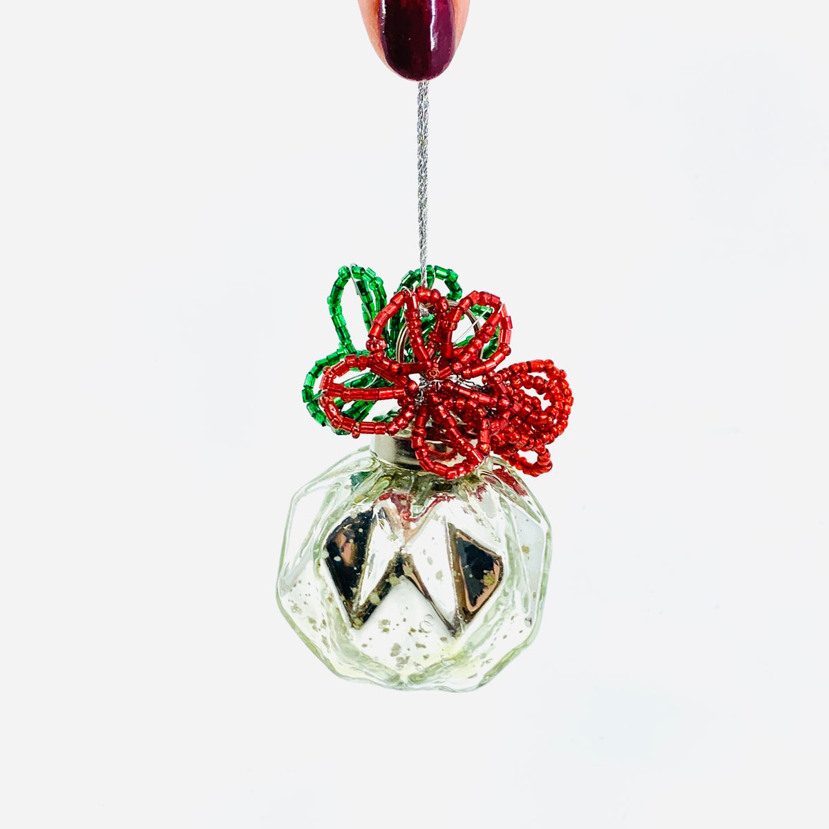 Beaded Jewel Ornament 74, Silver