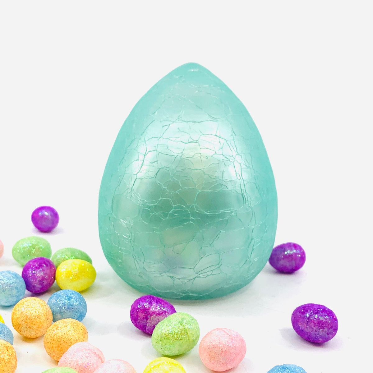 Blown Crackle Eggs, Opaque Mint Diamond Star 