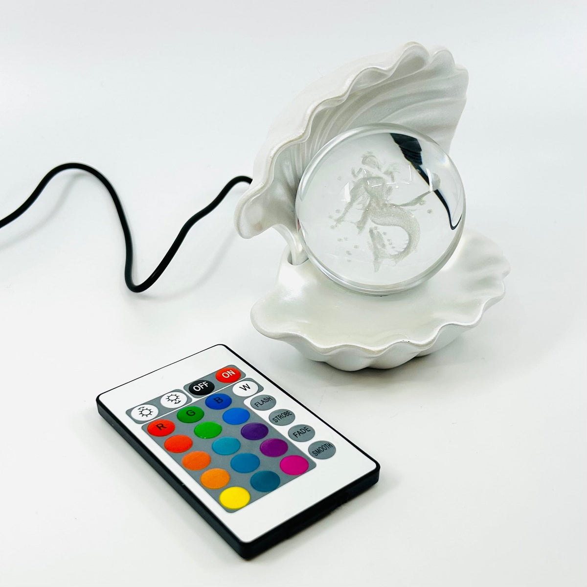 Light Up Etched Glass Sea Shell décor - Mermaid 29TONIGHT 