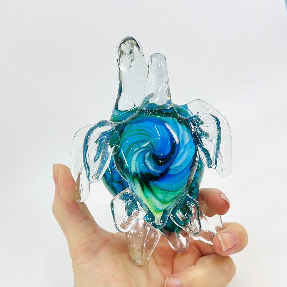 Glass Sea Turtle and Baby Paperweight Miniature Chesapeake Bay 