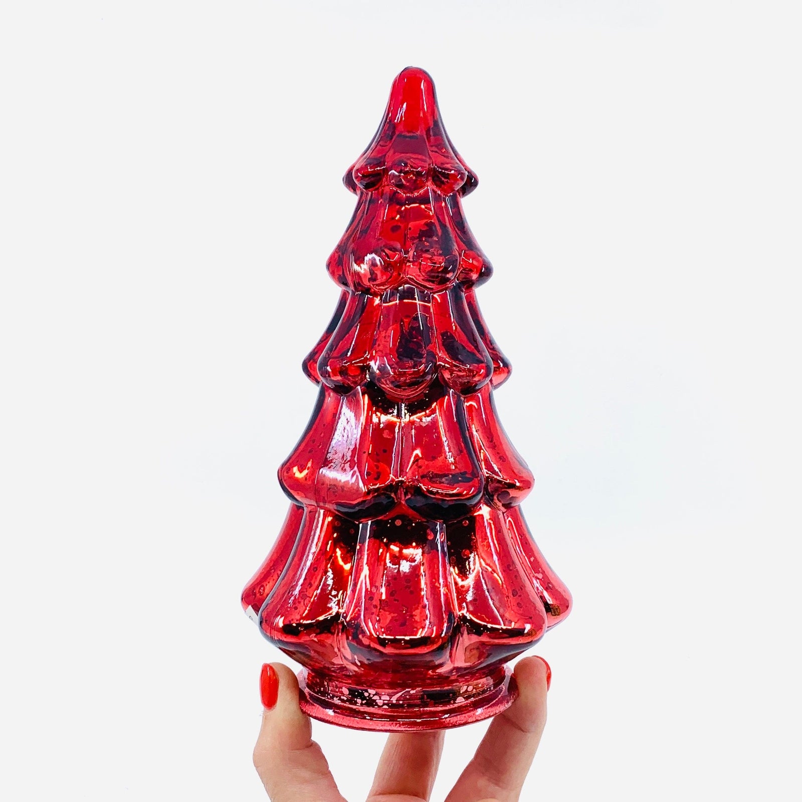 Mercury Glass Dimple Tree 5, Red Diamond Star 