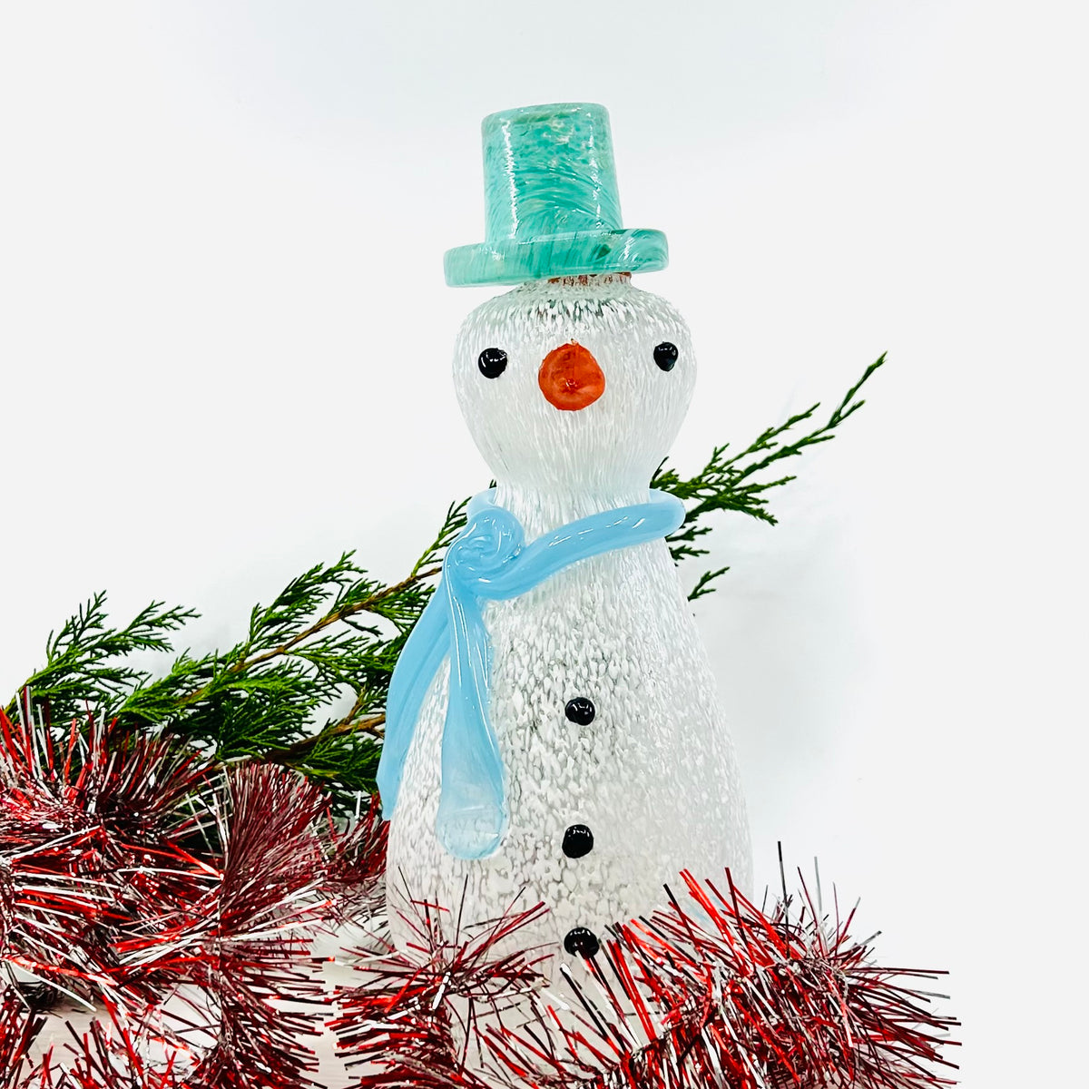 Blown Glass Snowman - Blue Scarf