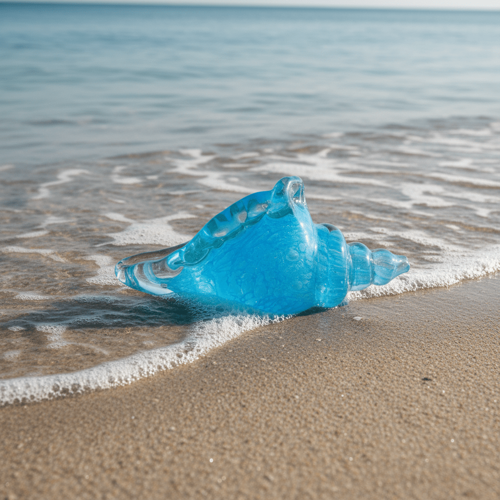 Glass Seashell, Blue Decor Chesapeake Bay 