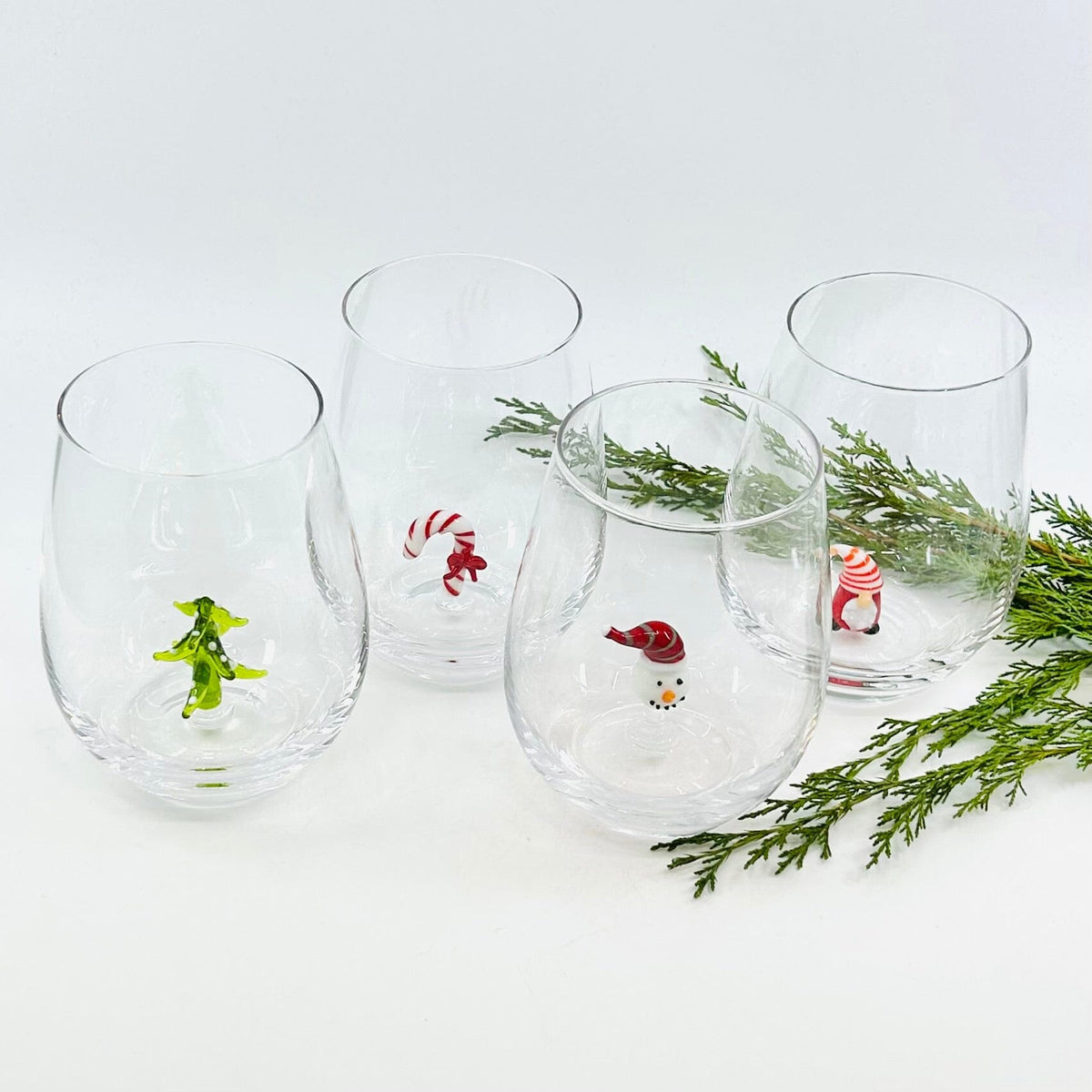 Holiday Icon Stemless Wine Glass, Snowman Creative Co-Op 