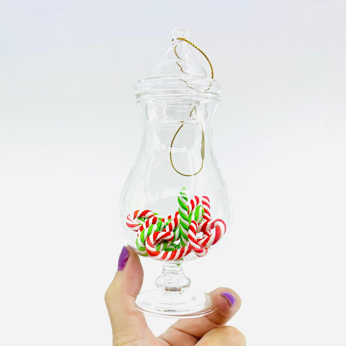 Glass Candy Jar Ornament, Candy Canes Decor Creative Co-op 
