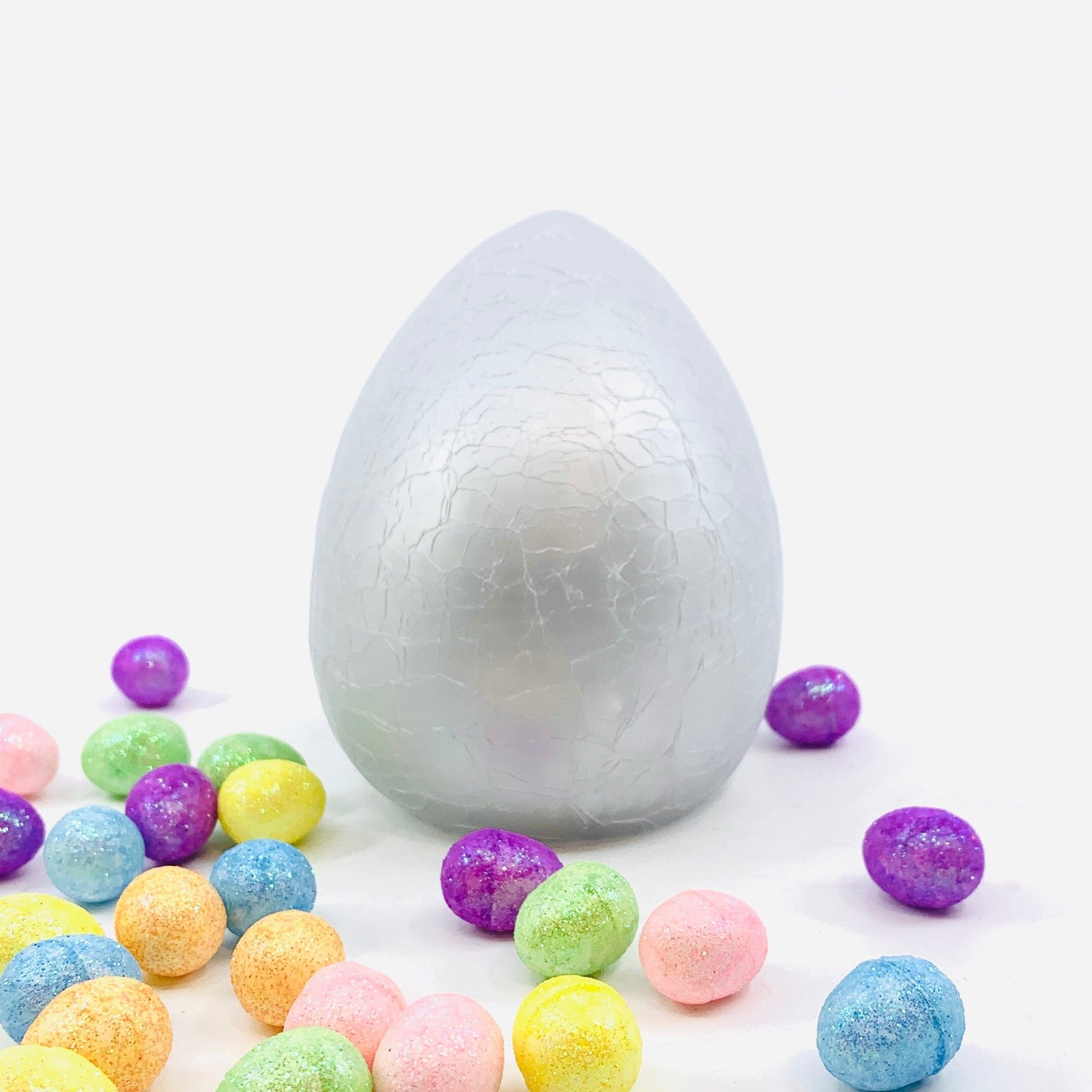 Blown Crackle Eggs, Opaque Grey Diamond Star 