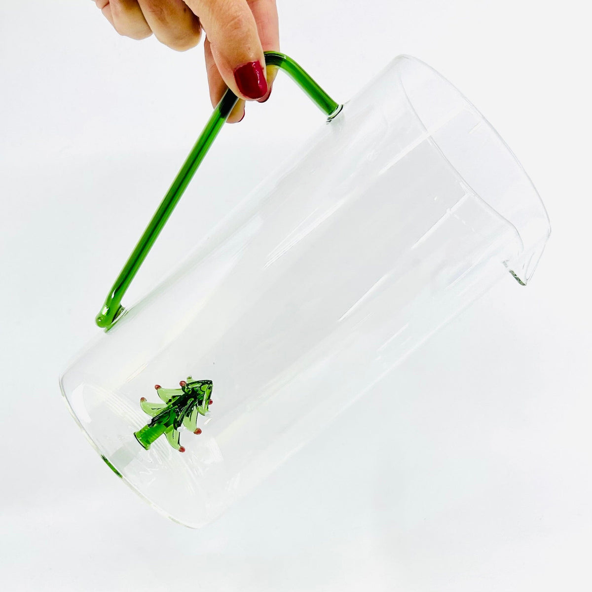Glass Pitcher with Festive Icon, Tree Decor Creative Co-Op 