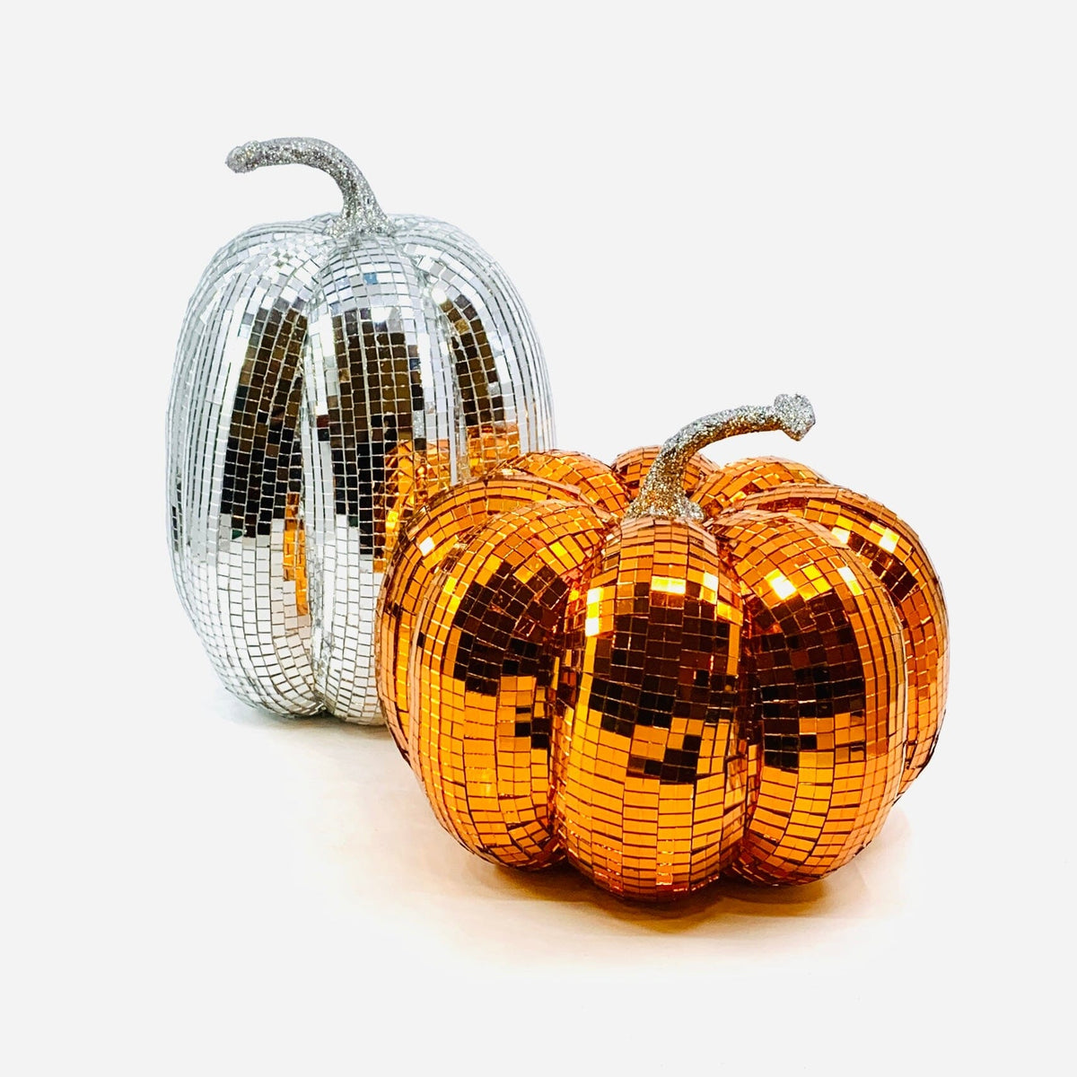 Mirror Ball Pumpkin, Orange Squat Diamond Star 