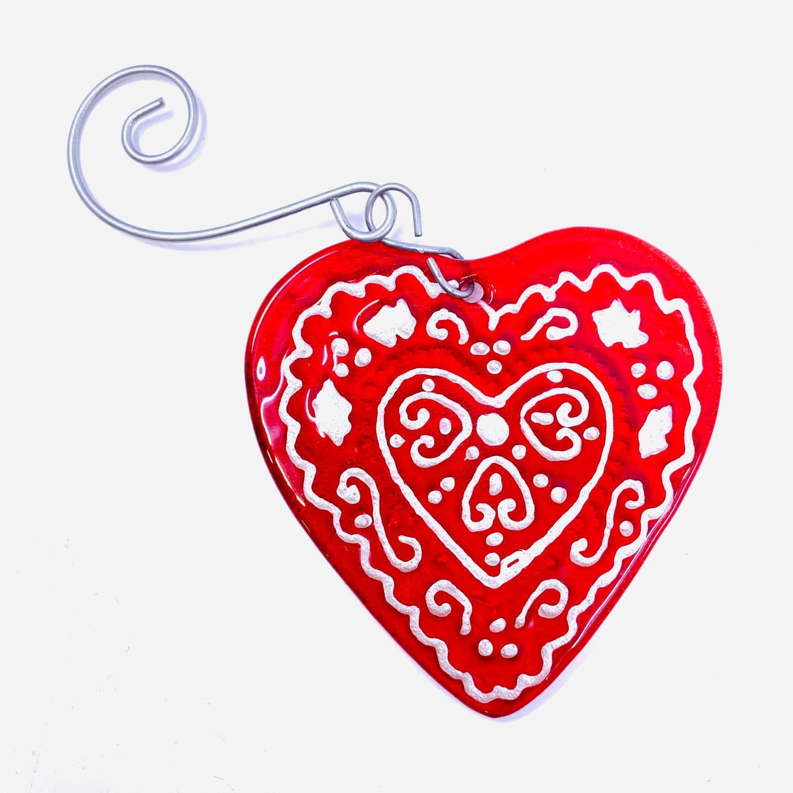 Glass Fusion Ornament 6, Decorative Heart Demdaco 