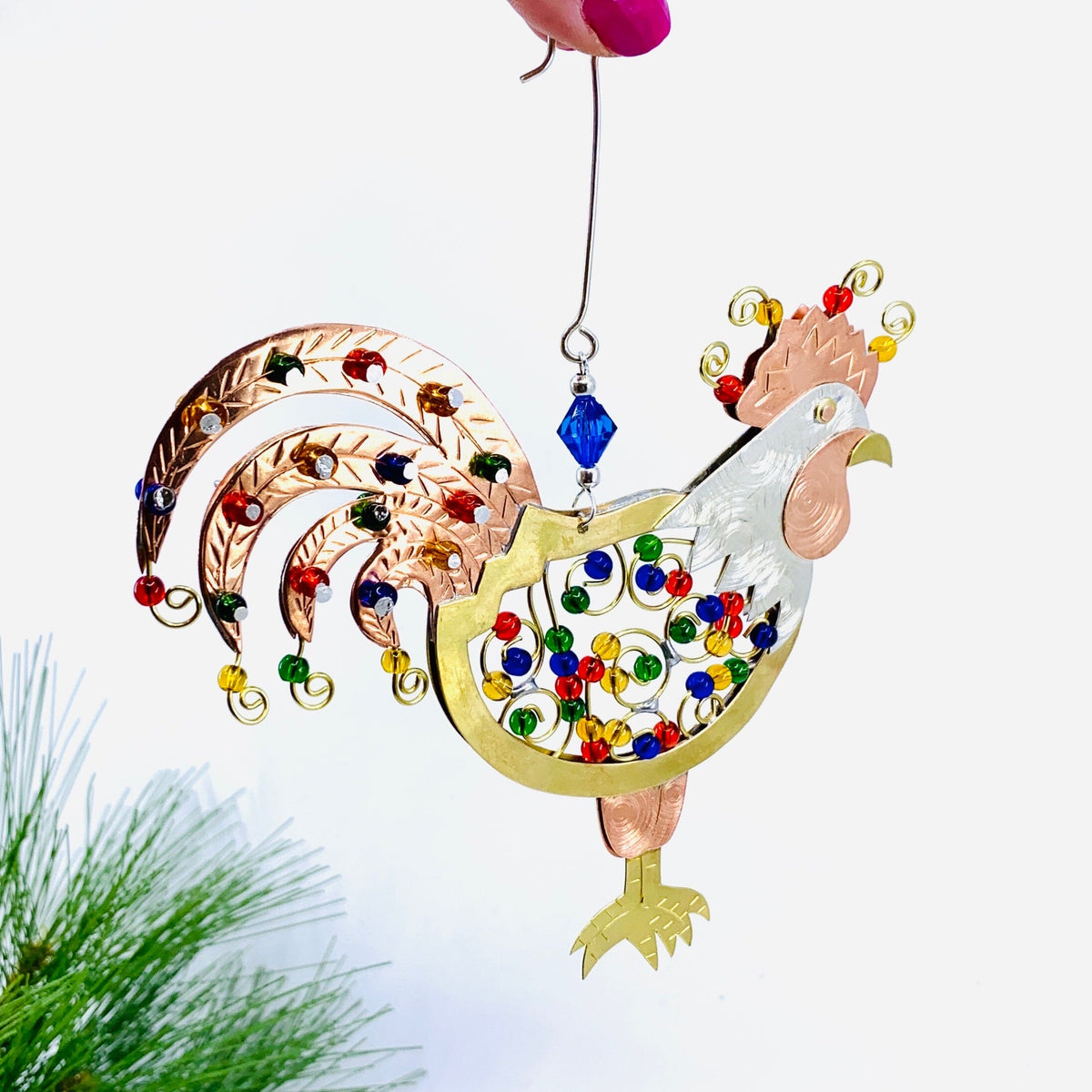 Mixed Metal Ornament, Rise and Shine Rooster 5 Ornament Pilgrim Imports 