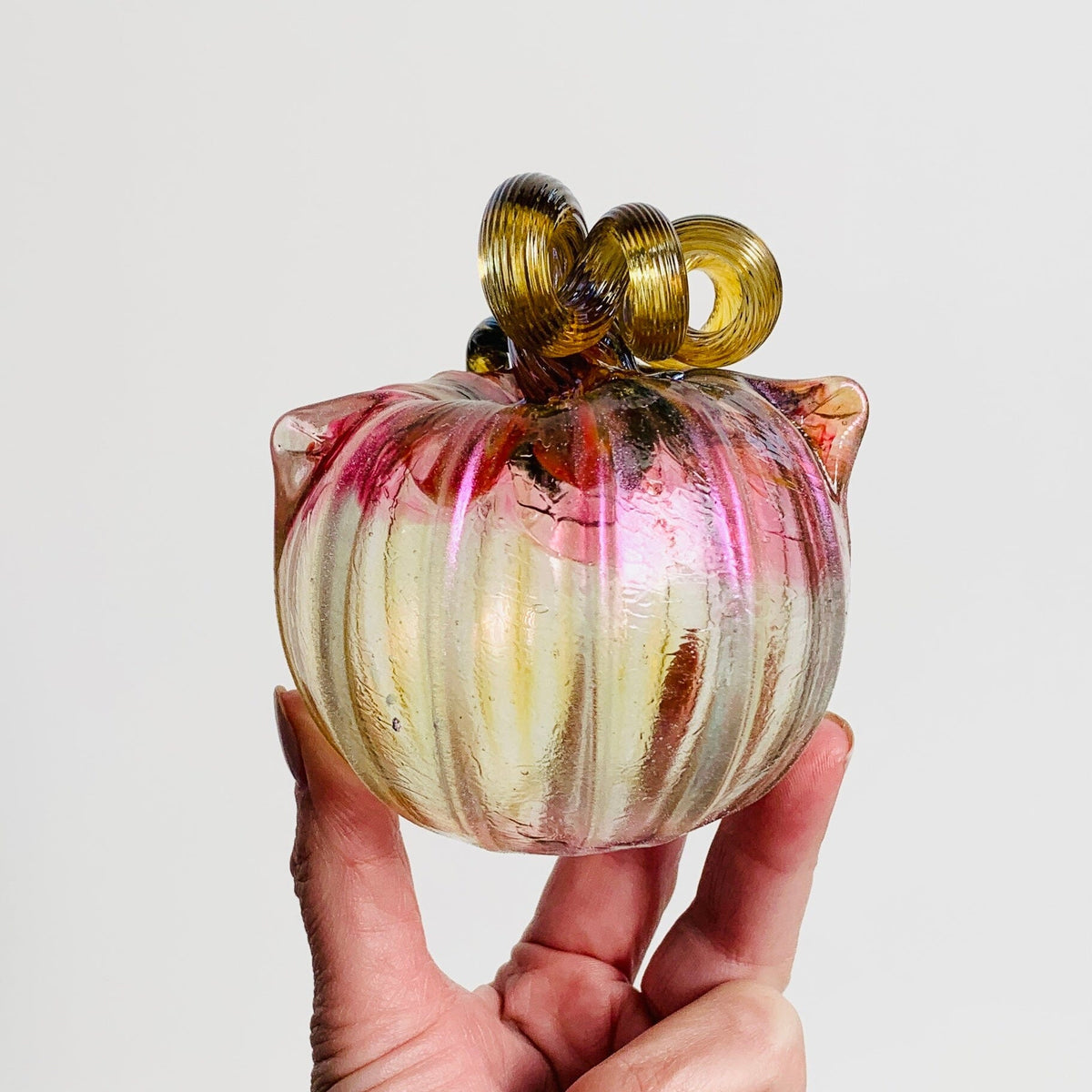 Daily Shimmer Catkin 1254 Daily Pumpkin Luke Adams Glass Blowing Studio 