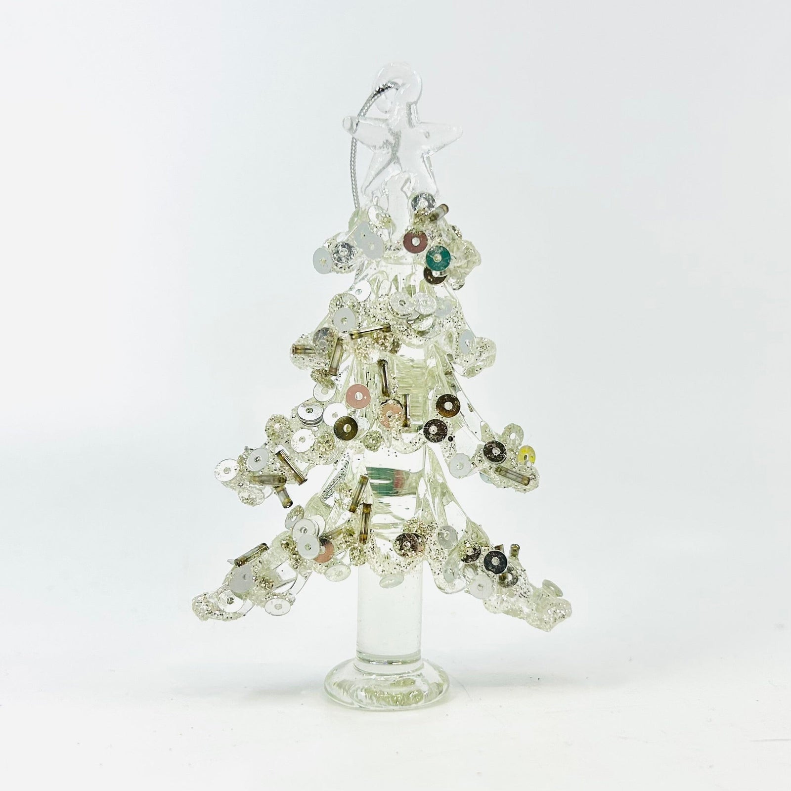Bedazzled Glass Tree Ornament, Silver Luke Adams Glass Blowing Studio 