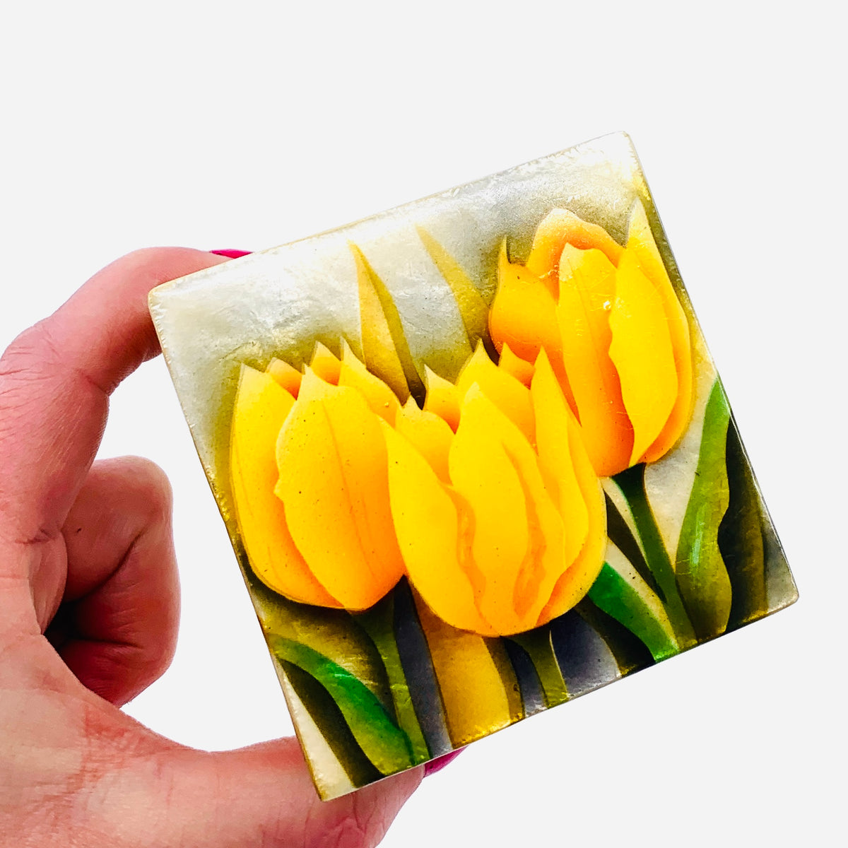 Capiz Shell Trinket Box 12, Tulip