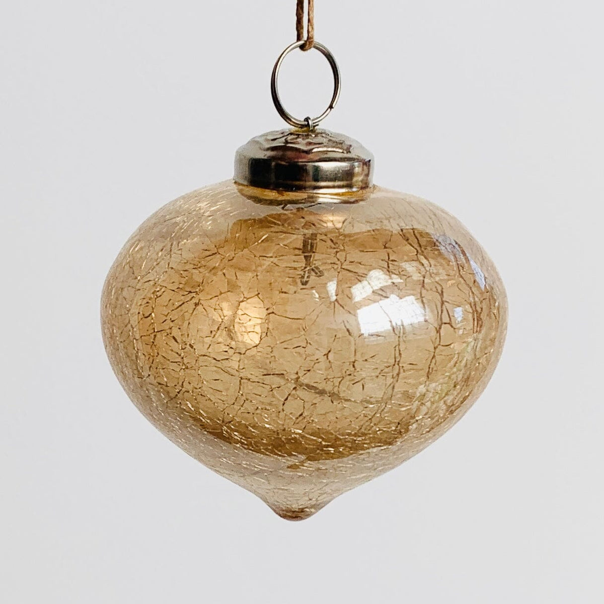 Crackle Glass Diamond Ornament 6, Champagne