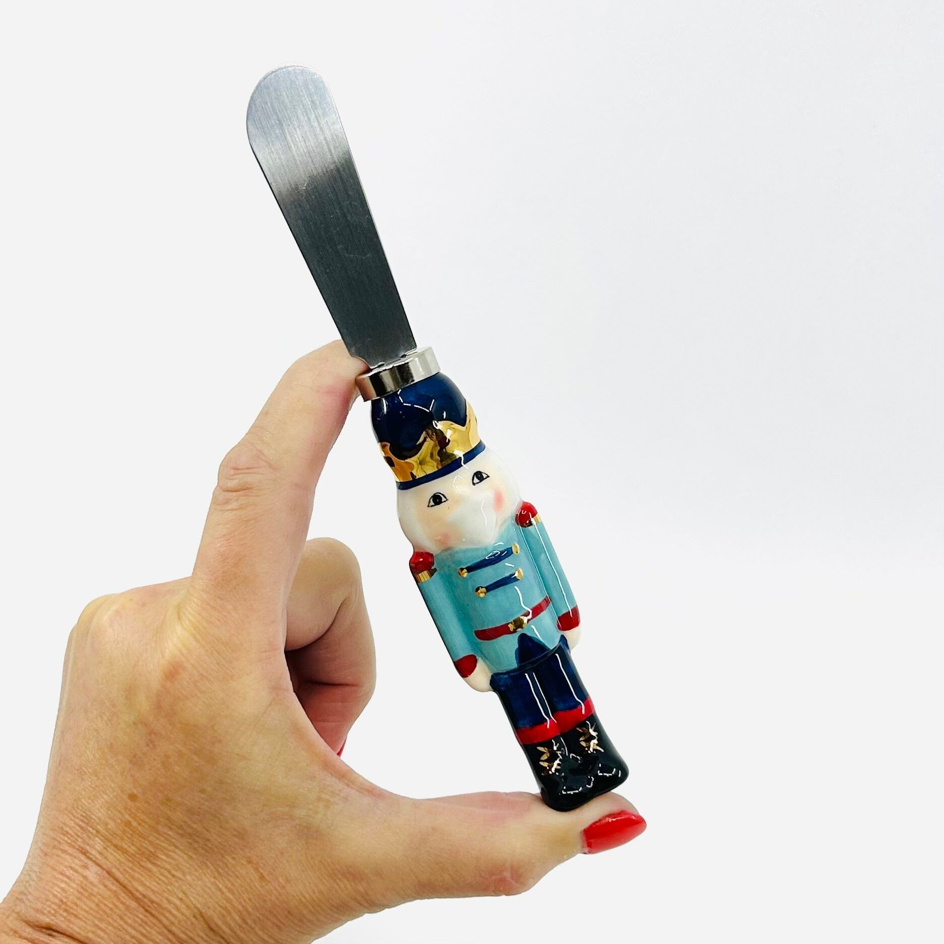 Ceramic Nutcracker Spreader, Blue Cap Decor One Hundred 80 Degrees 