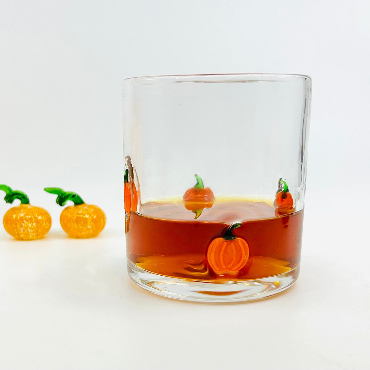 Pumpkin Double Old Fashioned Glass Decor Tag 