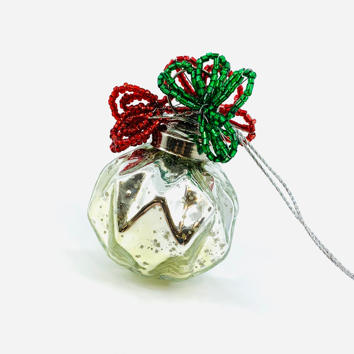 Beaded Jewel Ornament 74, Silver