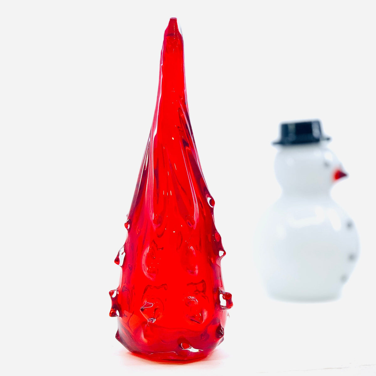 Ice Twist Blown Glass Tree, Red Small Diamond Star 