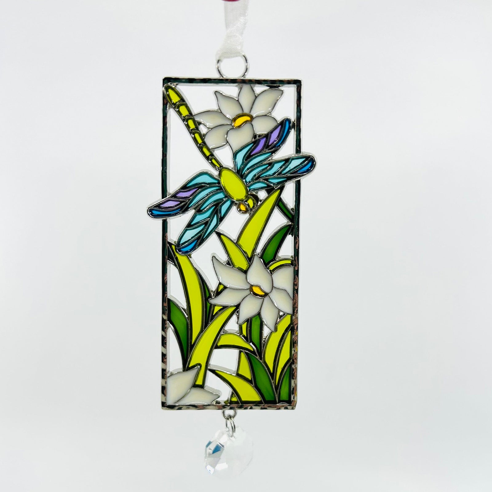 Stained Glass Life is Beautiful Ornaments, Dragonfly Decor GANZ 