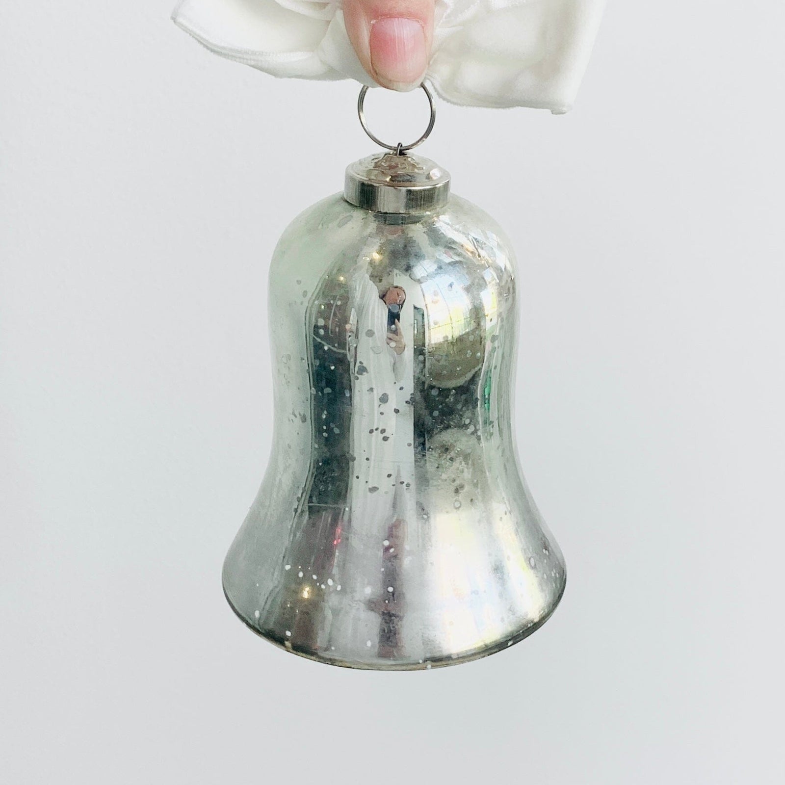 Mercury Glass Bell, Silver India House Brass 