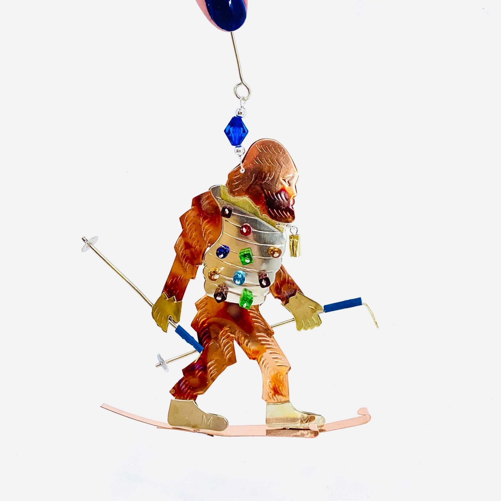 Mixed Metal Ornament Skiing Sasquatch Miniature Pilgrim Imports 