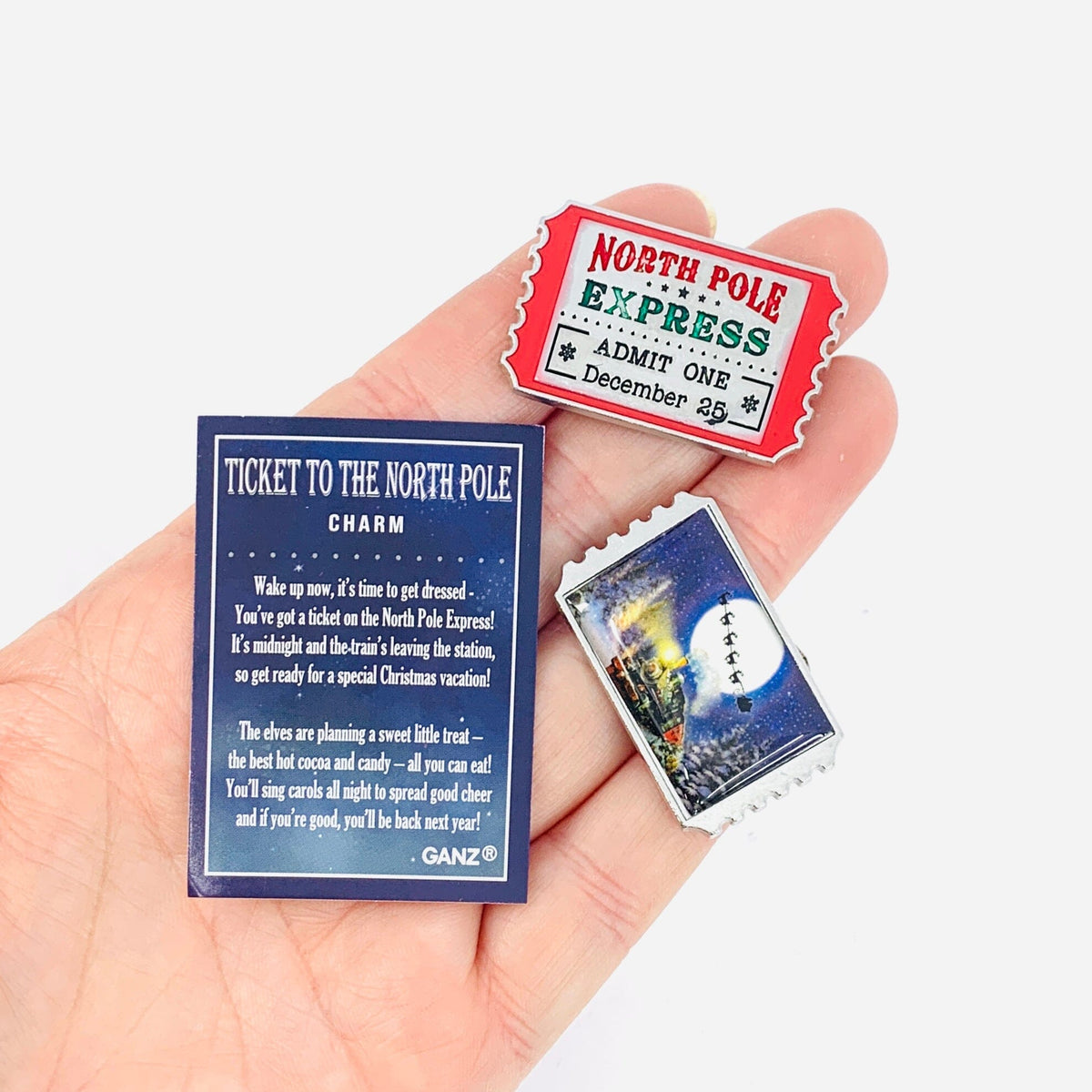 Ticket To The North Pole Charm PT184 Miniature GANZ 