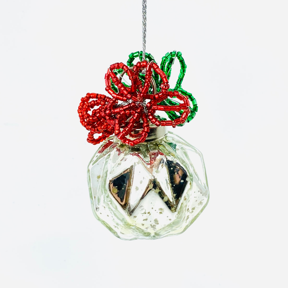 Beaded Jewel Ornament 74, Silver