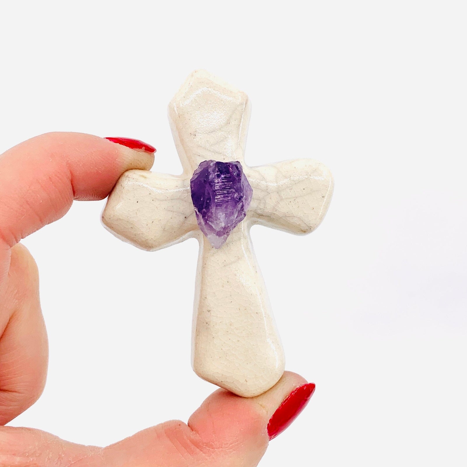 Raku Cross, White Home Decor Joy Crafters INC 