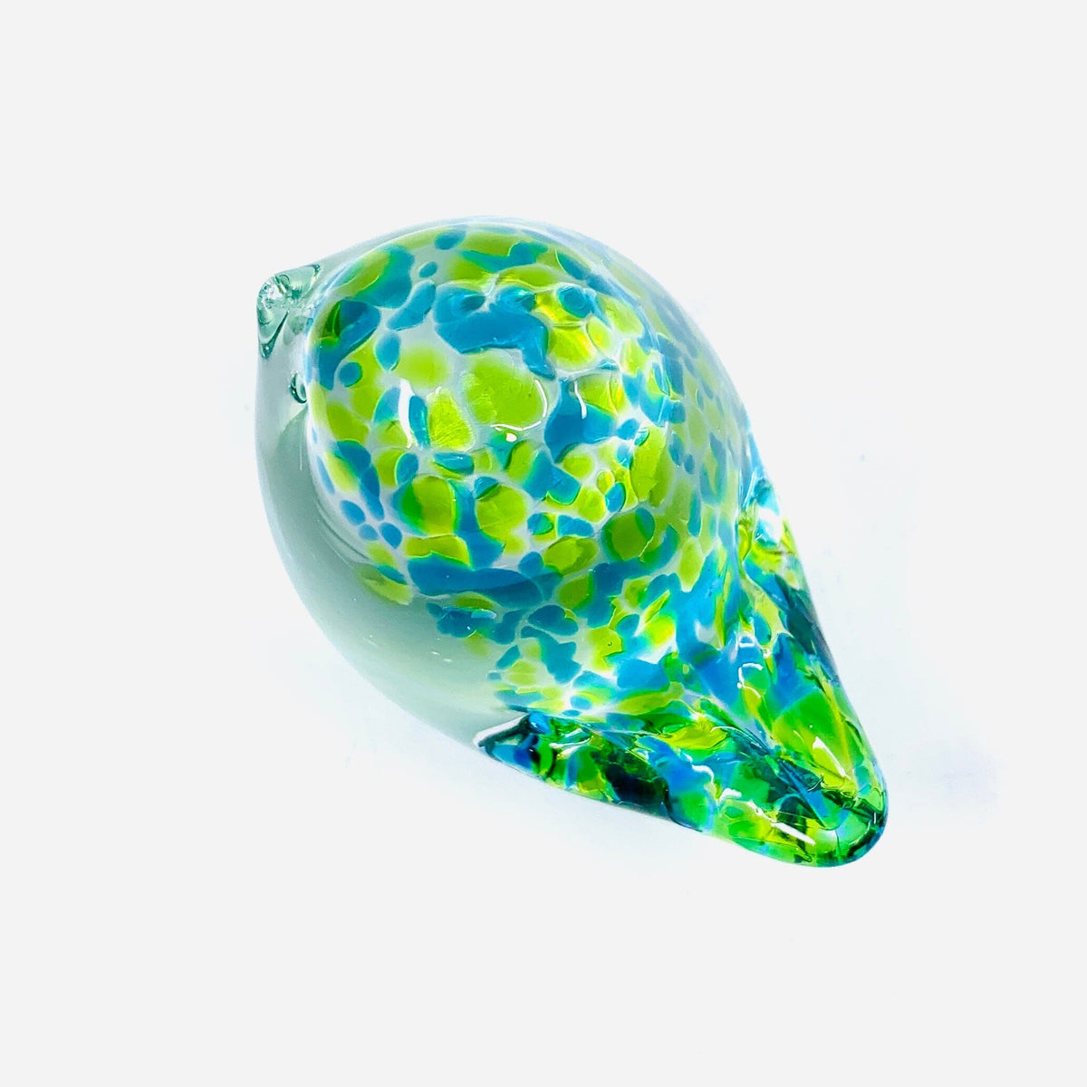 Little Glass Bird, Lime Confetti Miniature Henrietta Glass 