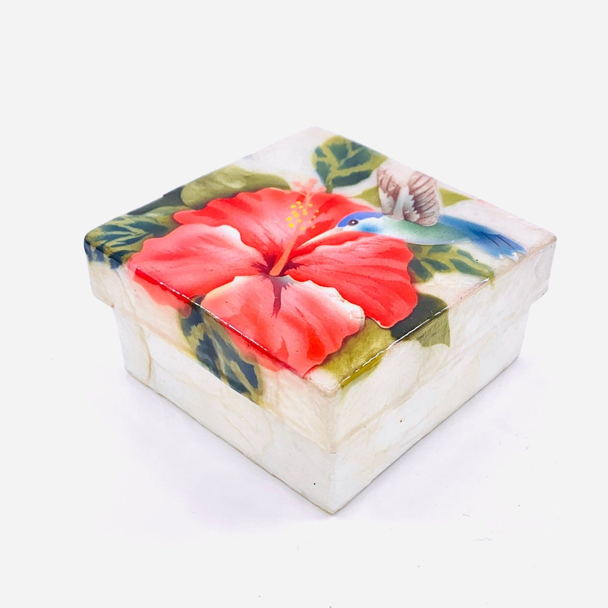 Capiz Shell Trinket Box 5, Hummingbird Decor Kubla Craft 