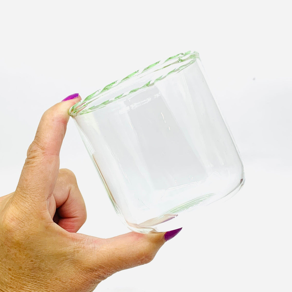 Candy Cane Rim Glass, Green Decor Creative Co-Op 