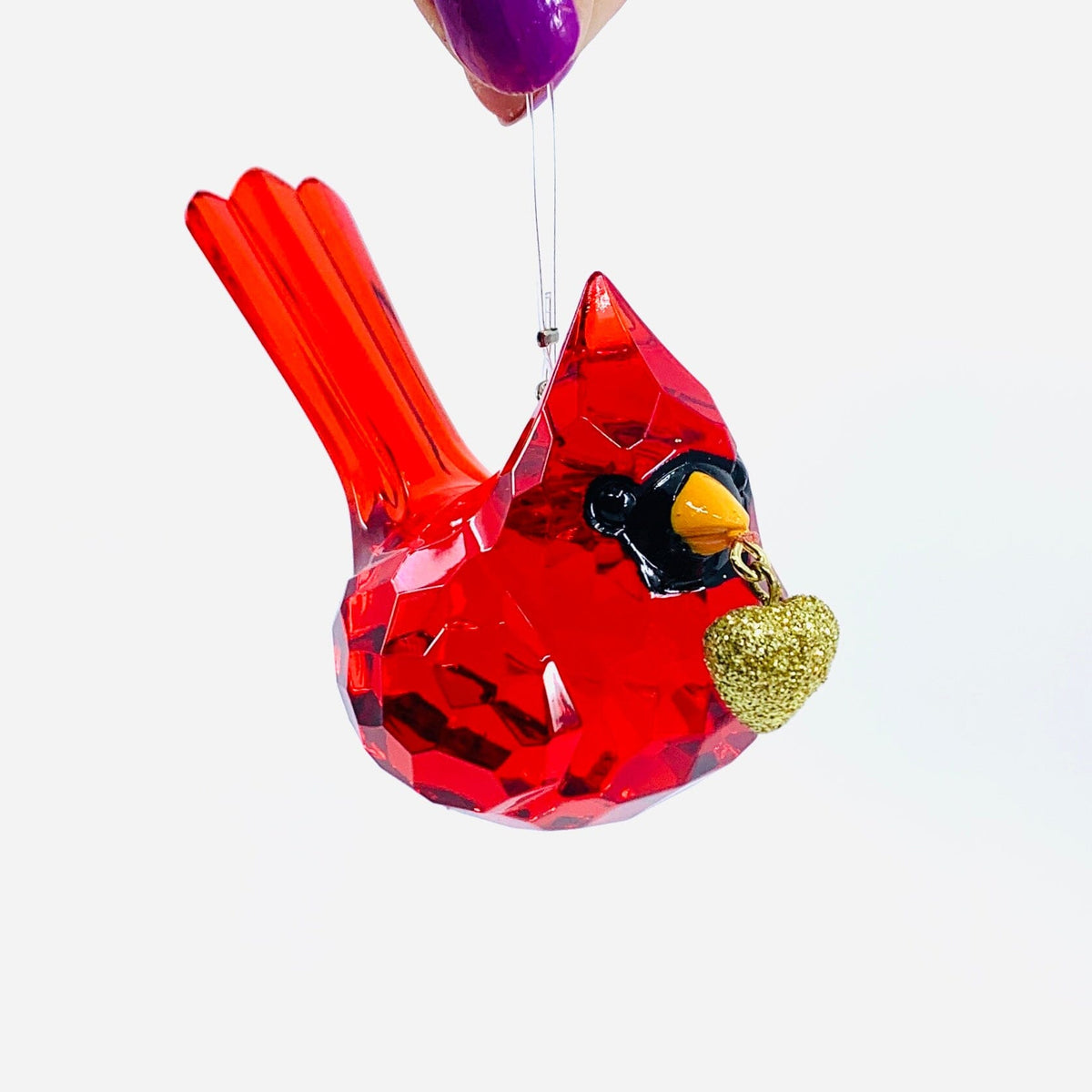 Acrylic Heaven Sent Cardinal Ornament, Heart Ornament GANZ 